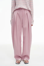 Scimitar Shape Wool Blend Pleated Pants
