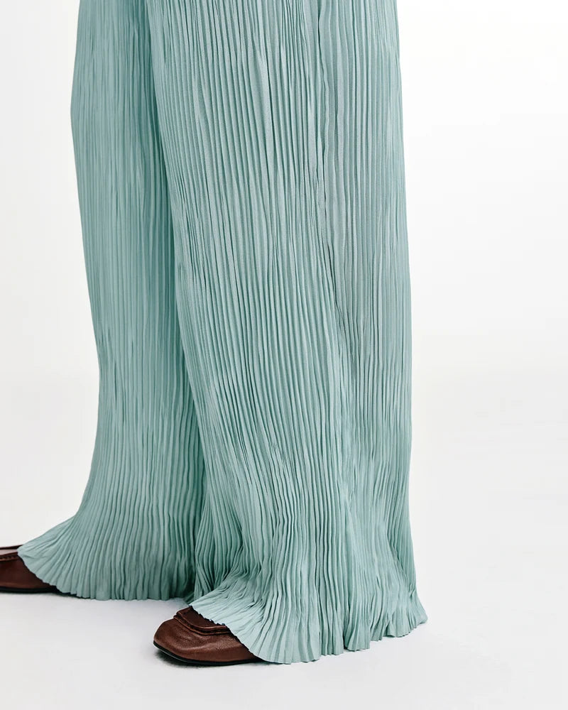 Hand Pleated Flowy Wide Leg Pants