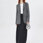 Wide Shoulder Lapel Wool Suit Jacket