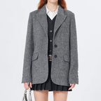 Wide Shoulder Lapel Wool Suit Jacket
