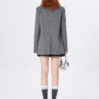 Wide Shoulder Lapel Wool Suit Jacket