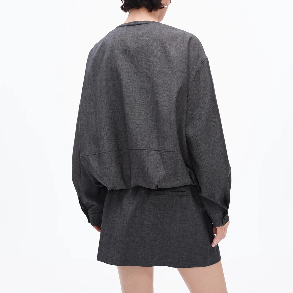 Round Neck Zip Jacket And A Line Skirt Set