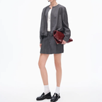 Round Neck Zip Jacket And A Line Skirt Set