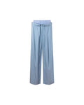 Contrast Double Waistband Lyocell Cotton Straight Pants